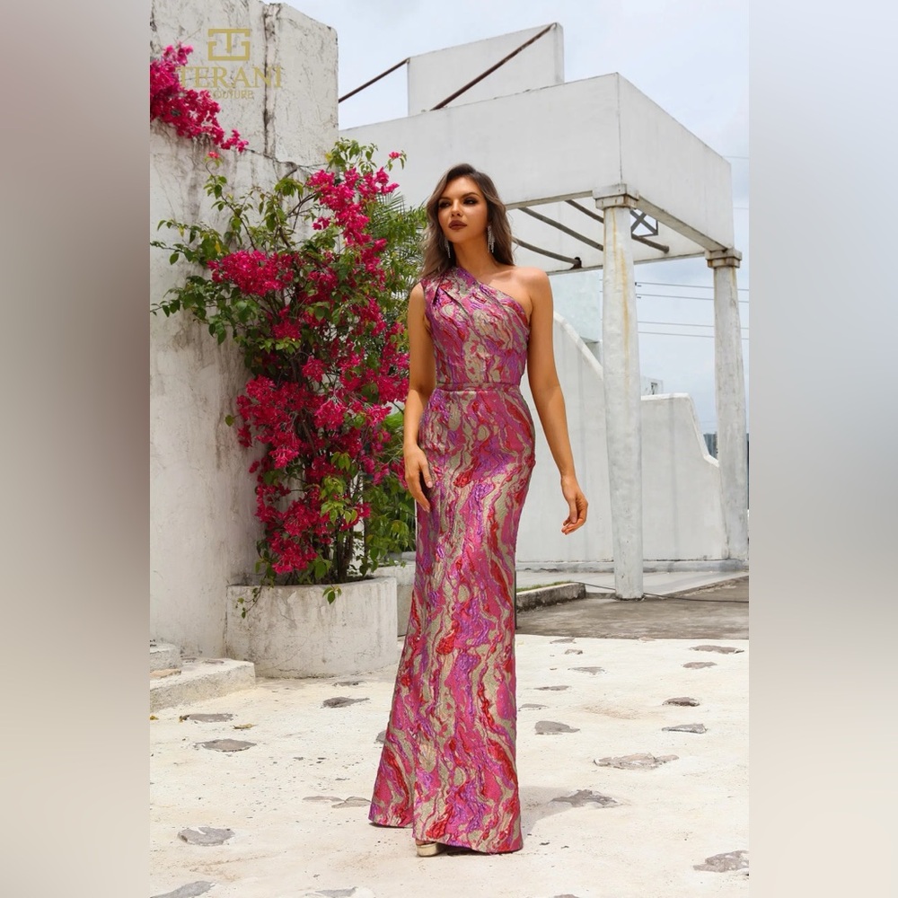 NWT Terani Couture 251E4254 Long Formal Slit Printed Evening
Dress- Size 12